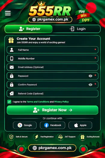 555RR APK Game Registration Steps