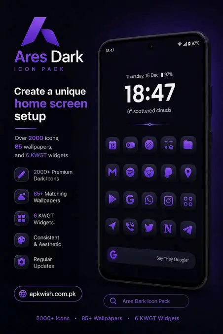 Ares Dark Icon Pack For Android Users