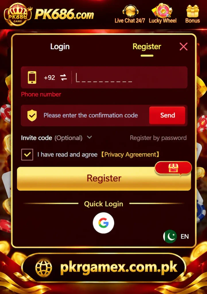 PK686 Game APK Registration Steps 2026